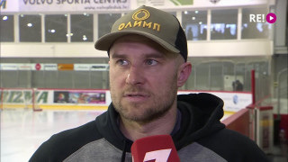 Hokeja čempionāta fināla 3.spēle «Olimp/Venta 2002» - «Zemgale/LLU». Intervija ar Maksimu Širokovu