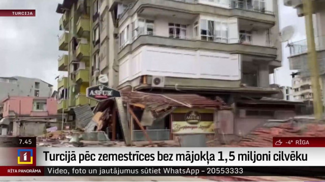 Turcijā pēc zemestrīces bez mājokļa 1,5 miljoni cilvēku