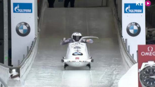 Pasaules kauss bobslejā. 1.brauciens vīriešu divniekiem. Oskara Ķibermaņa ekipāža