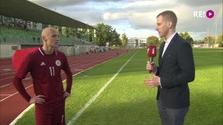 Intervija ar Latvijas U-21 izlases futbolistu Kristeru Lūsiņu pēc spēles pret Poliju