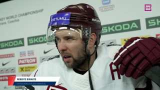 Pasaules hokeja čempionāta spēle Kazahstāna - Latvija. Intervija ar Robertu Bukartu