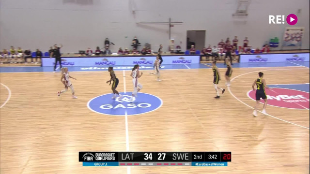 EČ atlases spēle basketbolā sievietēm. Latvija – Zviedrija. Kitija Laksa panāk 37:27