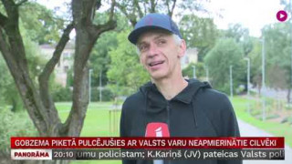 Gobzema piketā pulcējušies ar valsts varu neapmierinātie cilvēki