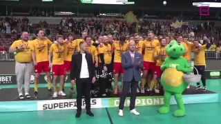 Latvijas florbola čempionāta fināls "Talsu NSS/Krauzers" - FS "Masters/Ulbroka". Čempioni saņem uzvarētāju kausu