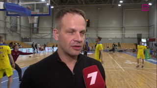 Latvijas Basketbola līgas finālsērijas 5. spēle "VEF Rīga" - BK "Ventspils". Intervija ar Jāni Gailīti