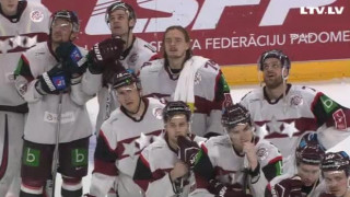 Pārbaudes spēle hokejā. Latvija – Kanāda. Mārtiņa Cipuļa uzruna uz ledus