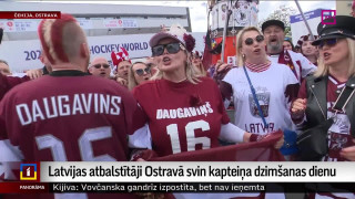 Latvijas atbalstītāji Ostravā svin kapteiņa dzimšanas dienu