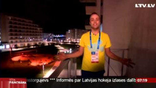 LTV sporta žurnālisti iekārtojas viesnīcā Sočos