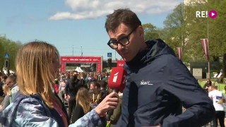 Saruna ar Rīgas maratona organizatoru Aigaru Nordu pēc sacensībām