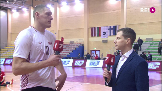 Latvija-Bulgārija. Eiropas handbola čempionāta kvalifikācijas spēle. Pēcspēles saruna ar Daini Krištopānu.