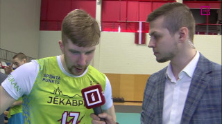 Latvijas čempionāta fināls volejbolā. 3. spēle. Intervija ar Eduardu Stieģeli
