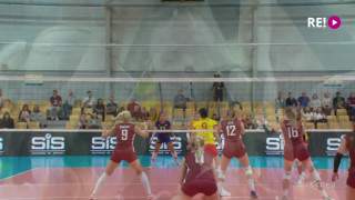 Eiropas čempionāta atlases spēle volejbolā sievietēm. Latvija - Spānija. Trešā seta labākās epizodes
