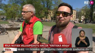 Rīgā notiek velosipēdistu akcija "Kritiskā masa"