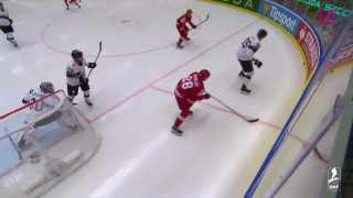 Pasaules hokeja čempionāta spēles Polija - Latvija 1. trešdaļas epizodes