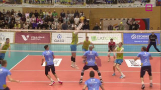 Latvijas volejbola čempionāta finālsērijas spēle "Jēkabpils Lūši" - "Ezerzeme/DU". Otrā seta epizodes