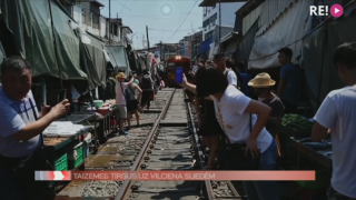 Taizemes tirgus uz vilciena sliedēm