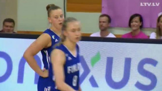Pārbaudes spēle basketbolā sievietēm. Latvija - Somija. «Rozā lentīšu spēle»