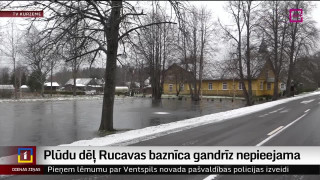 Plūdu dēļ Rucavas baznīca gandrīz nepieejama