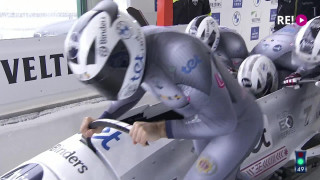 Pasaules kausa bobslejā četriniekiem 5.posms. Oskara Ķibermaņa 1.brauciens
