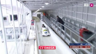 Pasaules kauss bobslejā. 1.brauciens četriniekiem. Pārraide no Leikplesidas