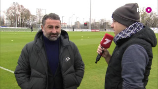 Futbola virslīgas spēle RFS - FK Liepāja. Intervija ar Tamazu Pertiju