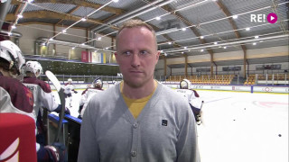 Hokeja čempionāta pusfināla 3.spēle HK "Liepāja" - "Zemgale/LLU". Intervija ar Arti Ābolu pirms spēles