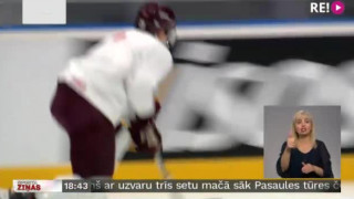 Latvijas hokeja izlases treniņš pirms Latvija-Čehija spēles