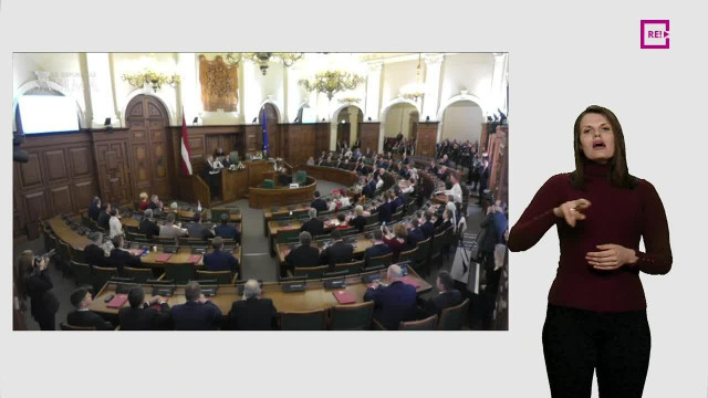 (Zīmju valodā). Saeimas svinīgā sēde par godu Latvijas Republikas neatkarības atjaunošanas dienai