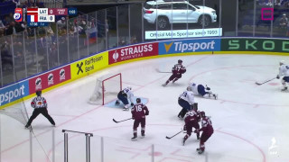 Pasaules hokeja čempionāta spēle Latvija - Francija. 1. trešdaļas epizodes