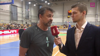 Latvijas Basketbola līgas finālsērijas 3. spēle «VEF Rīga» - BK «Ventspils». Intervija ar Igoru Miglinieku
