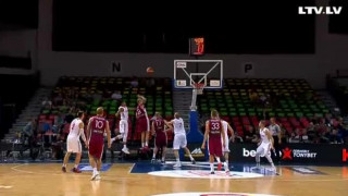Pārbaudes spēle basketbolā vīriešiem. Polija - Latvija. 1. puslaiks