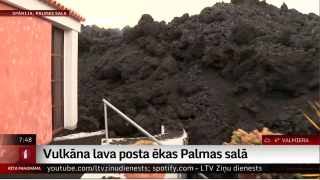 Vulkāna lava posta ēkas Palmas salā