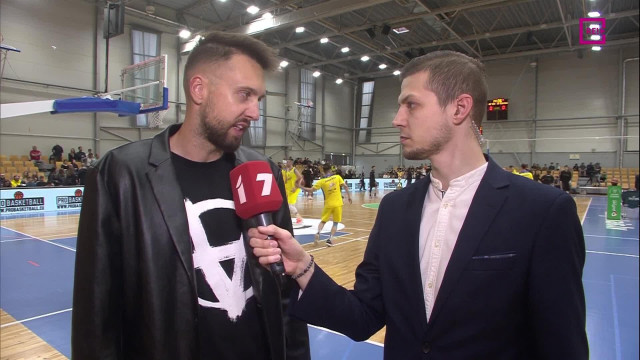 Latvijas Basketbola līgas finālsērijas 5. spēle "VEF Rīga" - BK "Ventspils". Intervija ar Žani Peineru