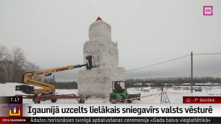 Igaunijā uzcelts lielākais sniegavīrs valsts vēsturē
