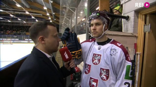 Četru Nāciju turnīrs hokejā. Latvija – Baltkrievija. Intervija ar Sandi Zolmani