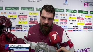 Pasaules hokeja čempionāta spēle Čehija - Latvija. Intervija ar Kasparu Daugaviņu