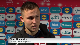 Pēcspēles intervija ar Latvijas futbola izlases kapteini Jāni Ikaunieku
