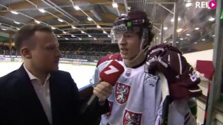 Četru Nāciju turnīrs hokejā. Latvija – Slovēnija. Intervija ar Rihardu Melnalksni