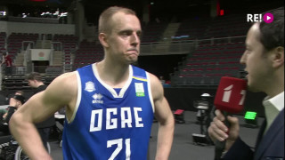 Latvijas-Igaunijas basketbola līgas pusfināls "VEF Rīga" - BK "Ogre". Intervija ar Kristapu Dārgo