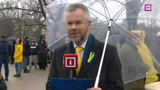 Ukrainas atbalsta pasākums "Kopā līdz uzvarai!" pie Brīvības pieminekļa