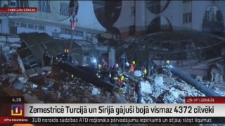 Zemestrīcē Turcijā un Sīrijā  gājuši bojā vismaz 4372 cilvēki