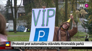 Protestē pret automašīnu stāvvietu Kronvalda parkā