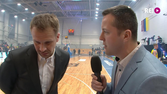 Latvijas basketbola līgas finālsērijas 1.spēle VEF Rīga - BK Ventspils. Intervija ar Jāni Gailīti