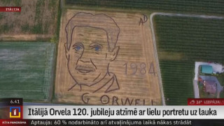Itālijā Orvela 120. jubileju atzīmē ar lielu portretu uz lauka