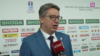 Pasaules hokeja čempionāta spēle Latvija - Francija. Intervija ar Hariju Vītoliņu pēc spēles