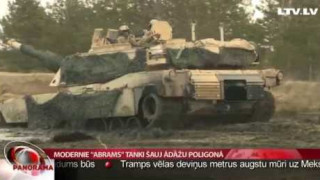 Modernie "Abrams" tanki šauj Ādāžu poligonā