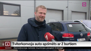 Tviterkonvoja auto apzīmēts ar Z burtiem