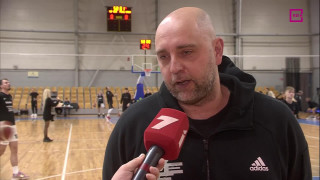 Latvijas-Igaunijas basketbola līgas spēle "VEF Rīga" - "Parnu Sadam". Intervija ar Jevgēņiju Kosuškinu pirms spēles