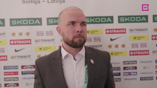 Pasaules hokeja čempionāta spēle Slovākija - Latvija. Intervija ar Robertu Bukartu pirms spēles