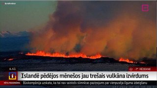 Islandē pēdējos mēnešos jau trešais vulkāna izvirdums
